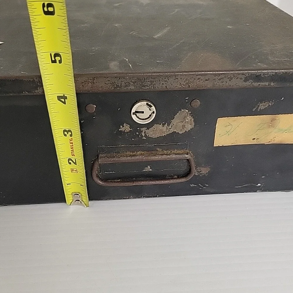 Vintage Metal Strongbox‎ Bank Safe Deposit File Cabinet Box